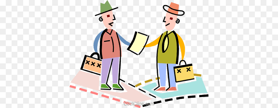Businessmen Agreeing On A Contract Royalty Vector Clip Art, Hat, Clothing, People, Person Free Png
