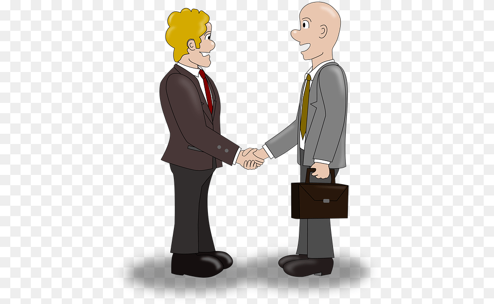 Businessmen Deal Meeting Handshake Business Cartoon, Hand, Body Part, Person, Adult Free Transparent Png