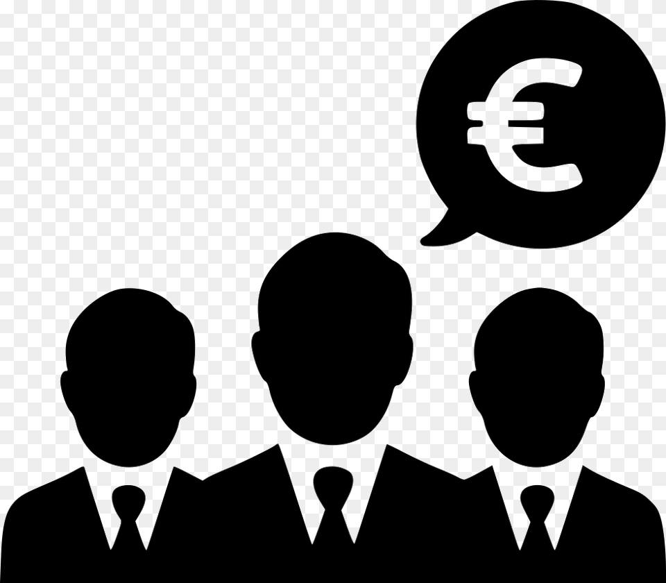 Businessmen Group People Negotiations Euro Customer Lifetime Value Icon, Person, Silhouette, Stencil, Crowd Png Image