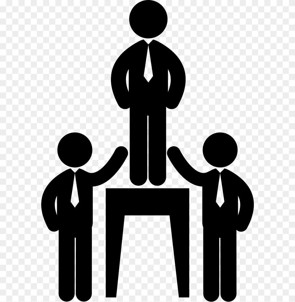 Businessmen Hierarchy With A Leader Comments Leader Icon, Stencil, Silhouette, Boy, Child Png Image