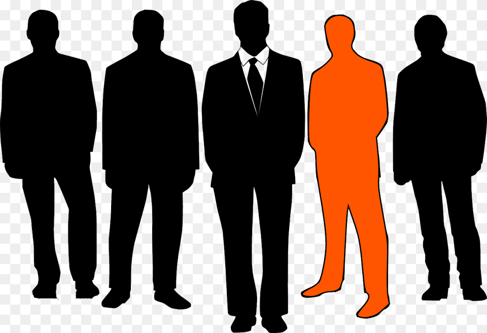 Businessmen Leader Group Business Men Orange Employees Transparent Background Clipart, Clothing, Formal Wear, Silhouette, Suit Png Image