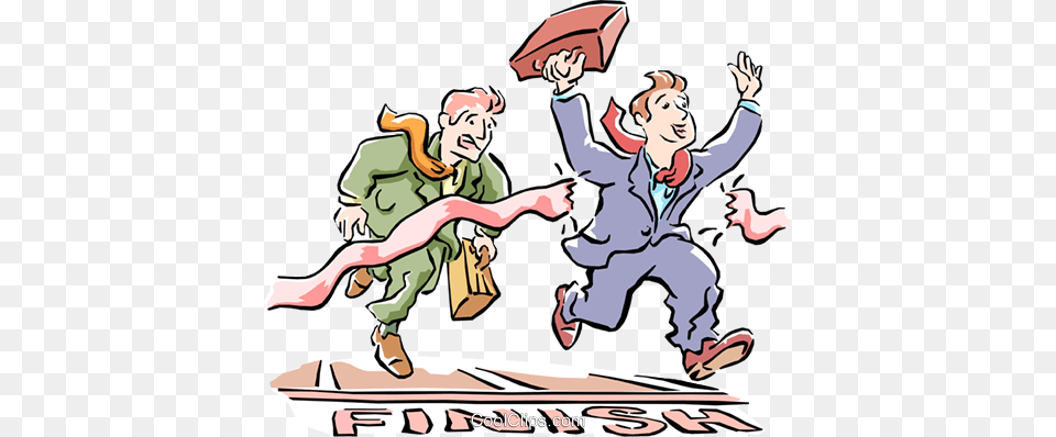 Businessmen Racing To The Finish Royalty Vector Clip Art, Book, Comics, Publication, People Free Transparent Png