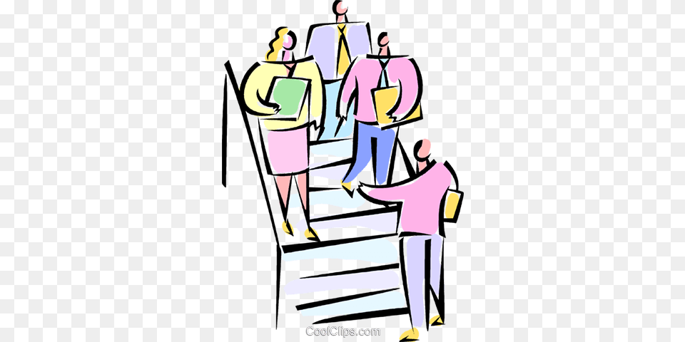 Businesspeople Walking Down The Stairs Royalty Free Vector Clip, Architecture, Building, Staircase, House Png Image