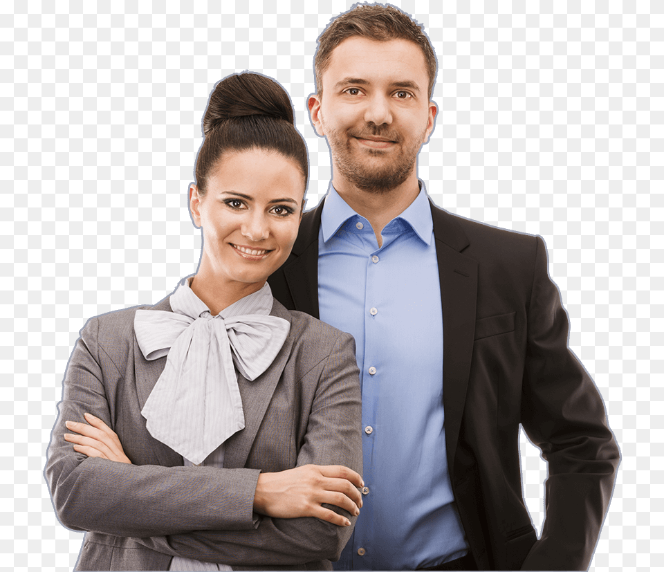 Businesspeoplehappy Business Woman And Man, Jacket, Formal Wear, Suit, Coat Free Png Download