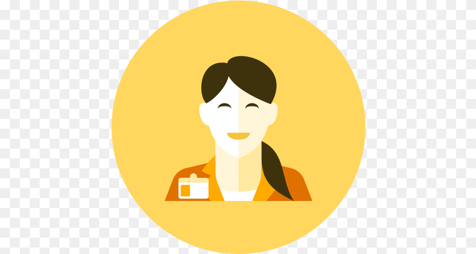 Businesswoman Icon Of Kameleon Yellow Round Illustration, Photography, Person, Logo, Face Png