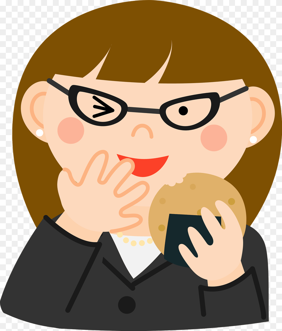 Businesswoman Is Eating Senbei Clipart, Accessories, Glasses, Food, Sweets Png