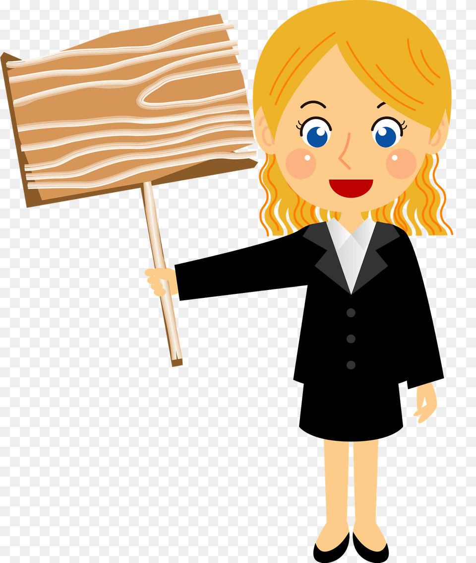 Businesswoman Is Holding A Signboard Clipart, Person, Face, Head, Wood Free Png Download