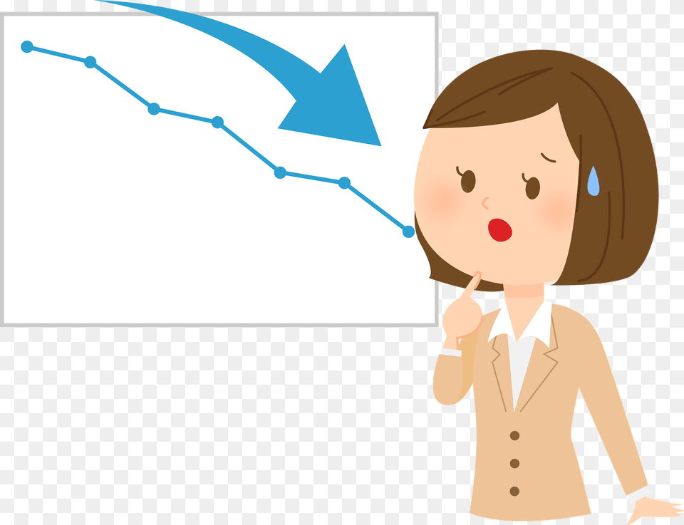 Businesswoman Is Presenting A Chart Showing That Business Is Down Clipart, Baby, Person, Face, Head Free Transparent Png