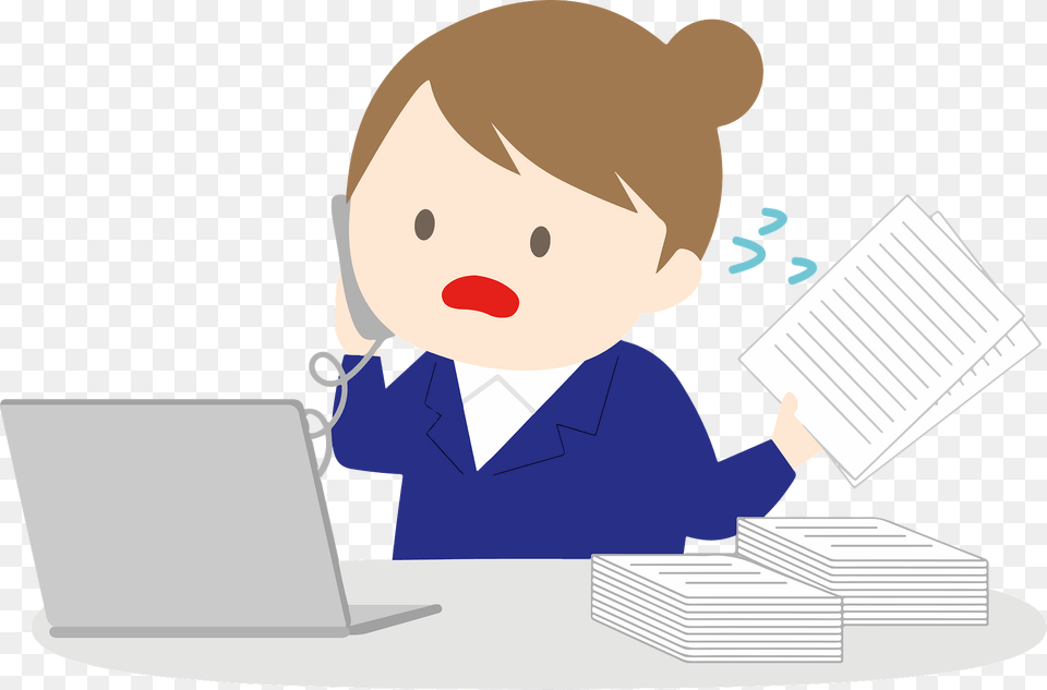 Businesswoman Is Very Busy Clipart, Person, Reading, Baby, Computer Png