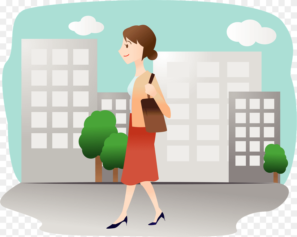 Businesswoman Is Walking To The Office Clipart, Adult, Person, Female, Woman Png