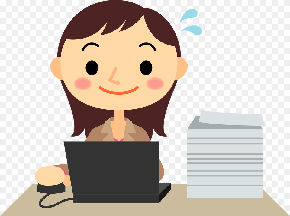 Businesswoman Is Working On Paperwork Clipart, Person, Reading, Face, Head Free Png
