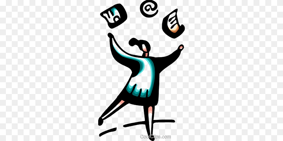 Businesswoman Juggling Workload Royalty Vector Clip Art, Dancing, Leisure Activities, Person, People Free Png