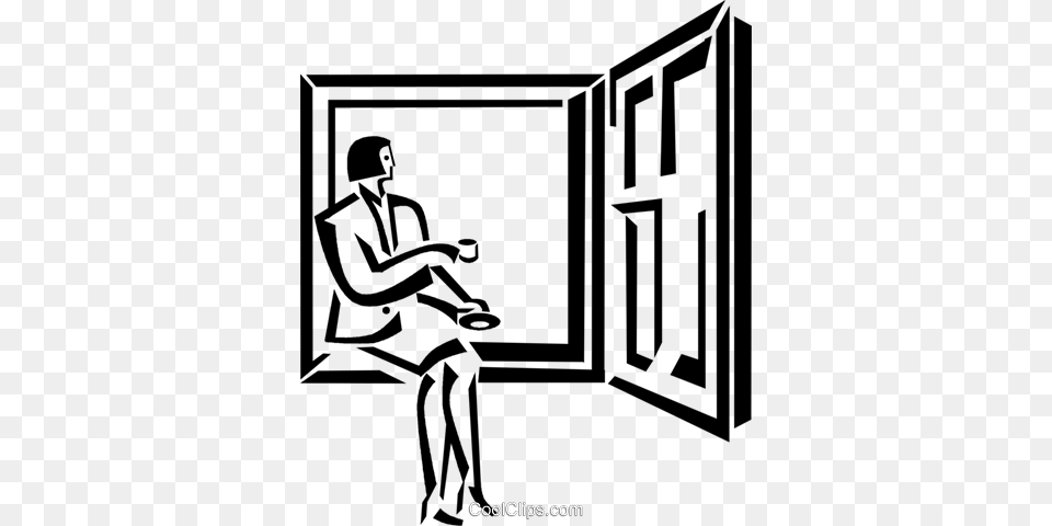 Businesswoman Looking Out Of The Window Royalty Vector Clip, Art, Person, Door Png Image