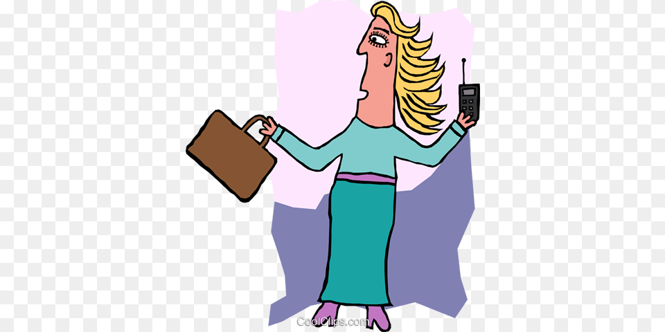 Businesswoman On The Move Royalty Vector Clip Art, Baby, Person, Publication, Bag Png Image