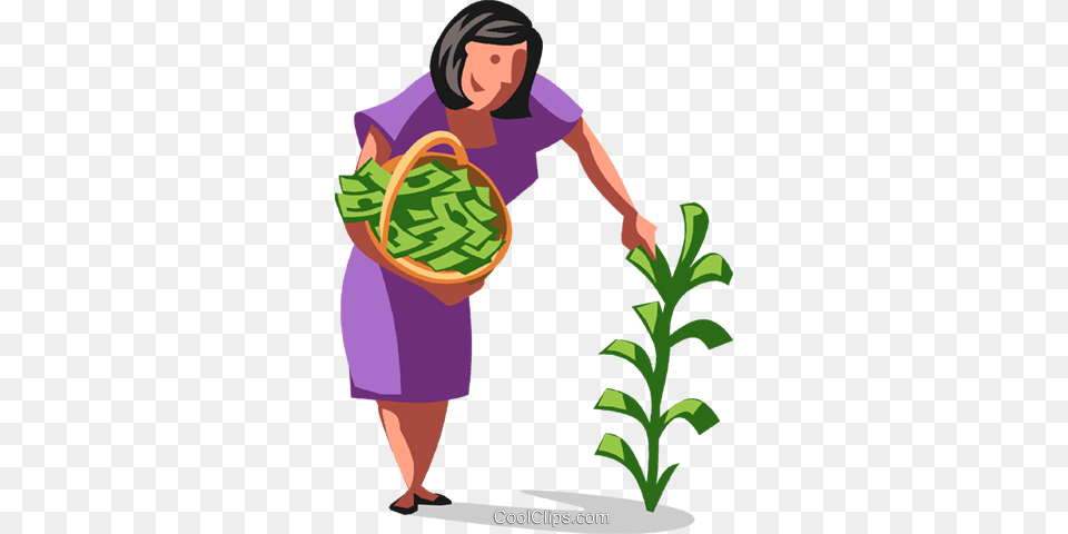 Businesswoman Picking Her Money Tree Royalty Vector Clip Art, Gardening, Outdoors, Nature, Garden Free Png Download