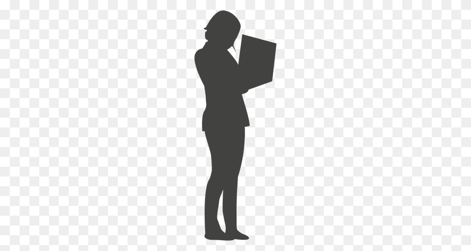 Businesswoman Standing Working On Laptop, Silhouette, Reading, Person, Adult Free Png Download