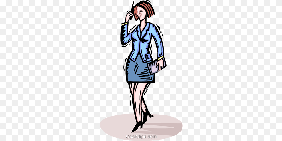 Businesswoman Talking On A Cell Phone Royalty Vector Clip Art, Sleeve, Clothing, Long Sleeve, Adult Free Png Download