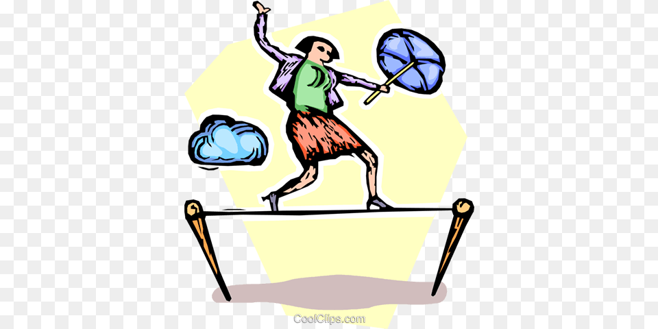 Businesswoman Walking A Tightrope Royalty Vector Clip Art, Adult, Person, People, Female Png