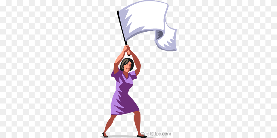 Businesswoman Waving A White Flag Royalty Vector Clip Art, Person, Face, Head, People Free Png Download