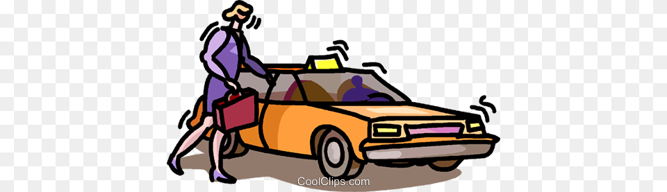 Businesswomen Getting Into A Taxi Royalty Vector Clip Art, Car, Transportation, Vehicle, Person Free Png