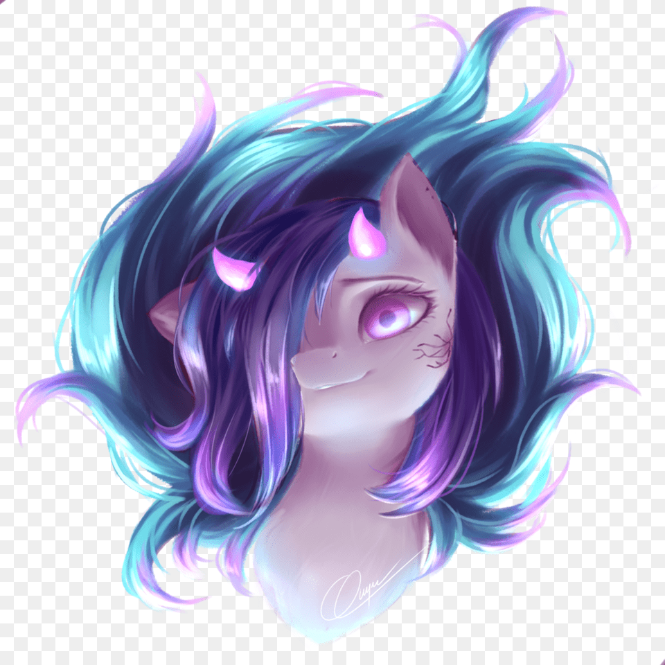 Bust Demon Pony Hair Over One Eye Horns Illustration, Pattern, Woman, Person, Graphics Free Transparent Png