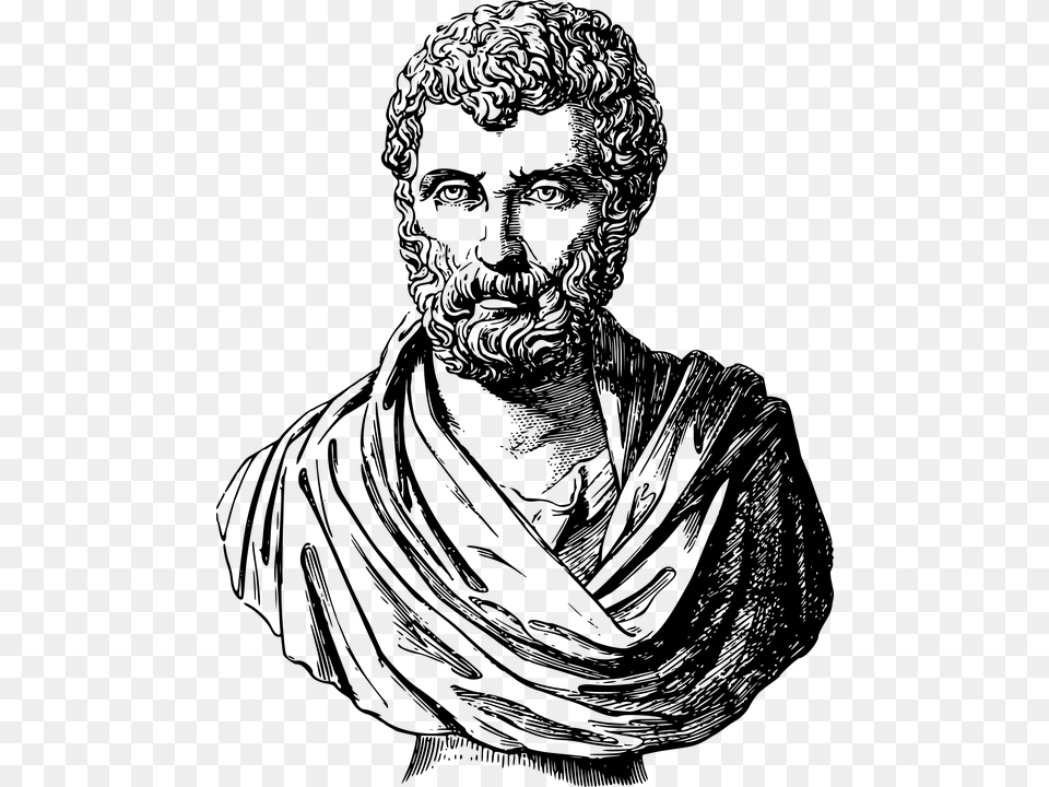 Bust Famous Greek Herodotu Gambar Herodotus, Gray Png Image