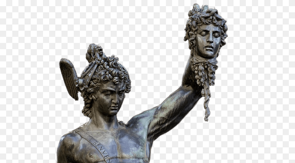 Bust Of Perseus Holding Medusas Head, Art, Bronze, Adult, Male Free Png Download