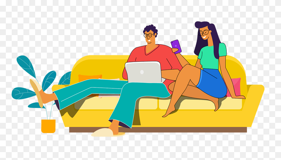 Busy Couple Clipart, Couch, Furniture, Adult, Person Free Png