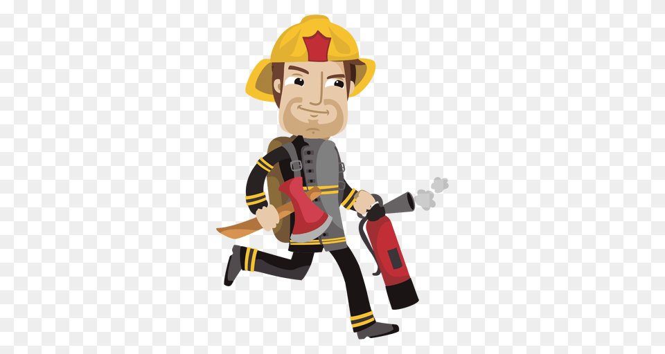 Busy Fireman Cartoon, Baby, Person, Face, Head Png Image