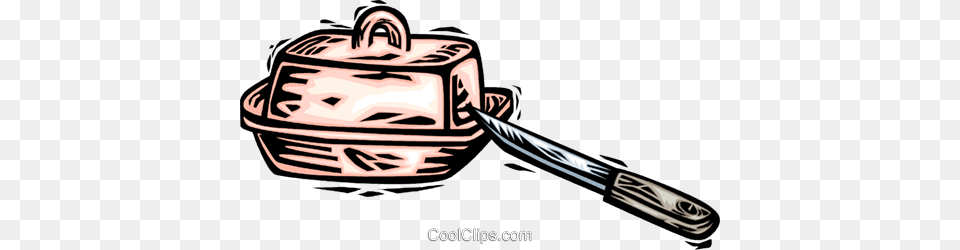 Butter Dish And Knife Royalty Vector Clip Art Illustration, Cooking Pan, Cookware, Cutlery, Spoon Png