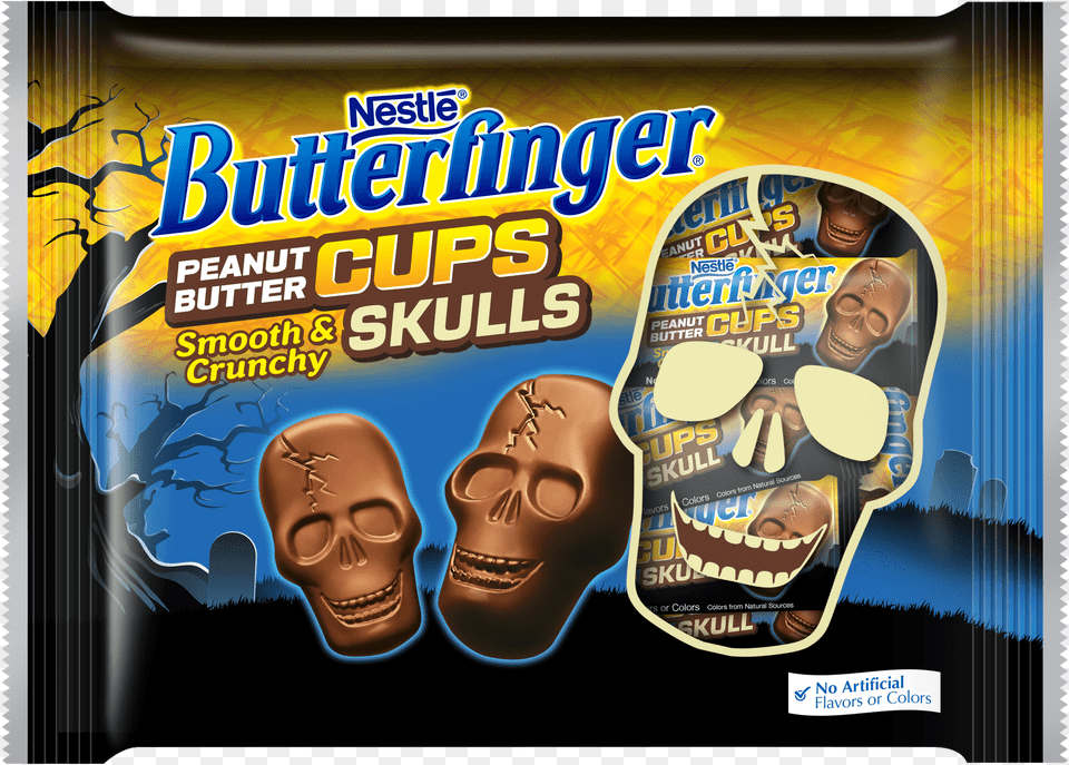 Butterfinger Fun Size Peanut Butter Cups Skulls Butterfinger Halloween, Advertisement, Poster, Person, Adult Free Png