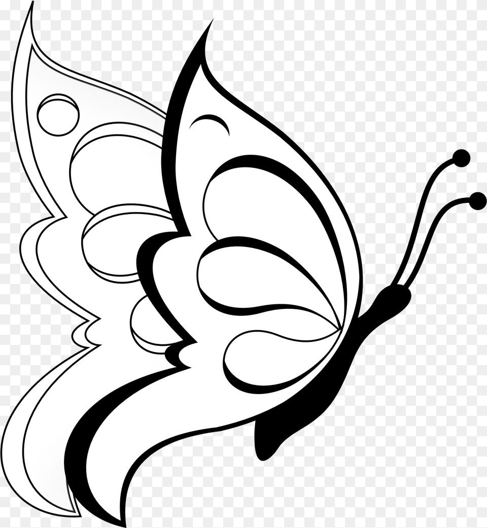 Butterflies Clipart Line Drawing Butterfly Clipart Black And White, Art, Graphics, Floral Design, Pattern Png