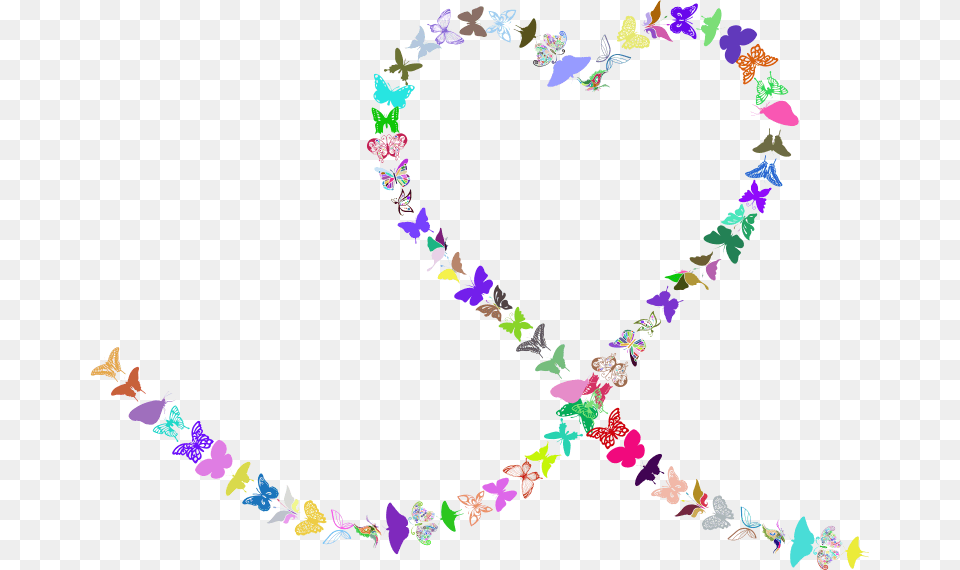 Butterflies Heart Trail Prismatic Heart, Accessories, Jewelry, Necklace, Paper Free Png