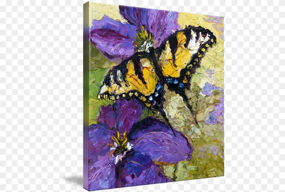 Butterflies Pinturas Al Oleode Flores, Art, Canvas, Modern Art, Purple Png Image