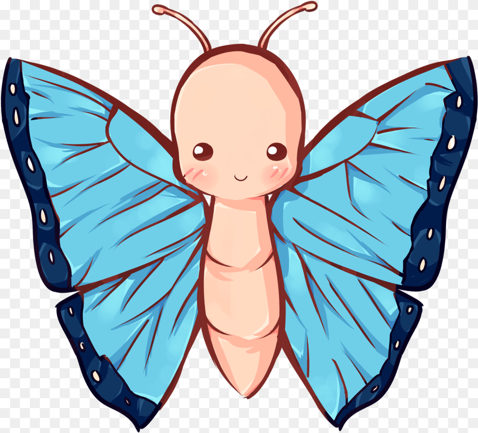 Butterflies Transparent Kawaii Butterfly Kawaii, Baby, Person, Animal, Face Free Png