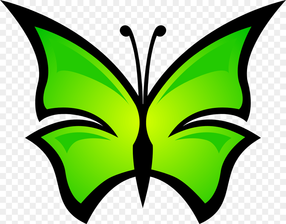 Butterfly, Green, Leaf, Plant, Symbol Free Png Download