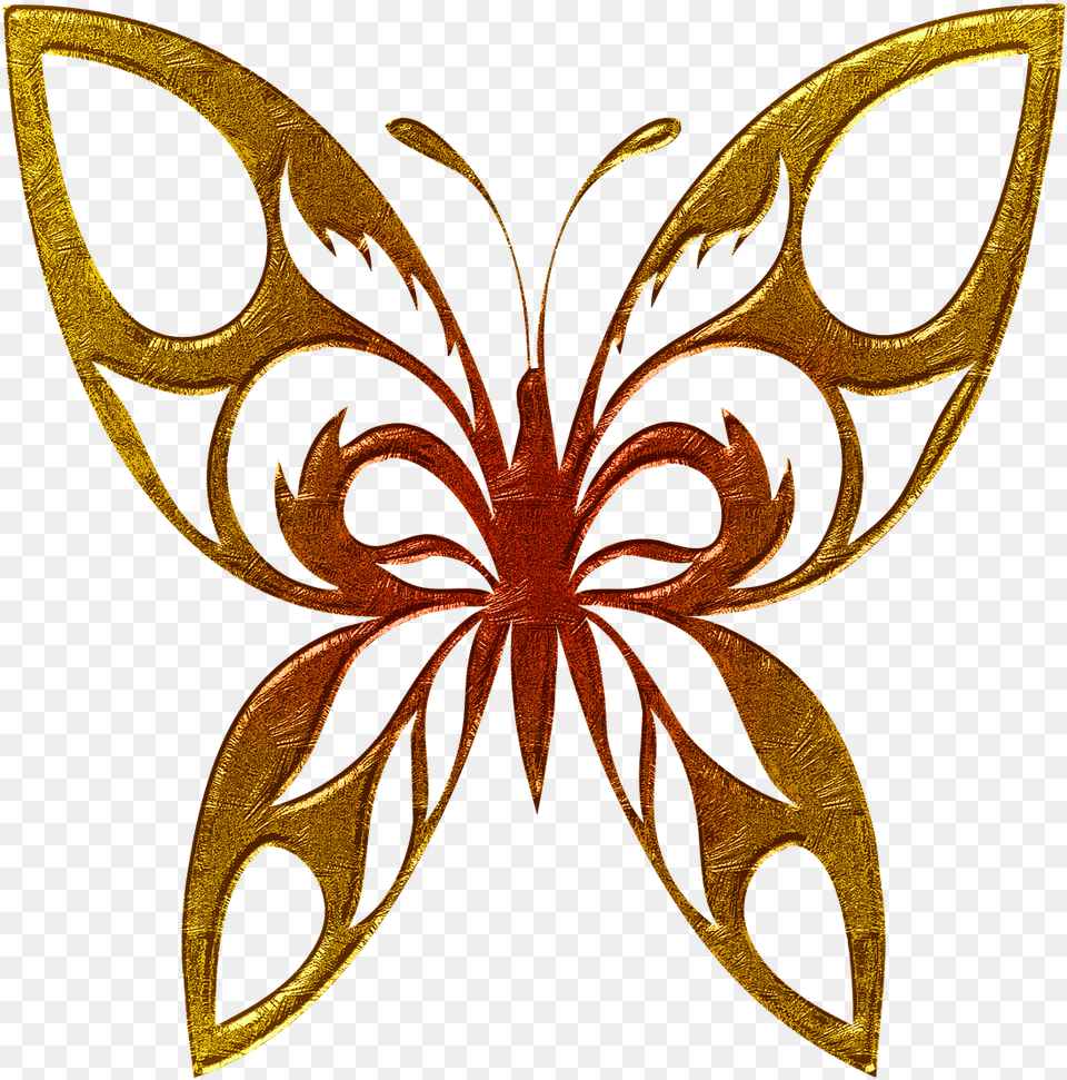 Butterfly Abstract Gold Embossed Beautiful Butterfly Silhouette Svg, Accessories, Jewelry, Bronze, Pattern Png