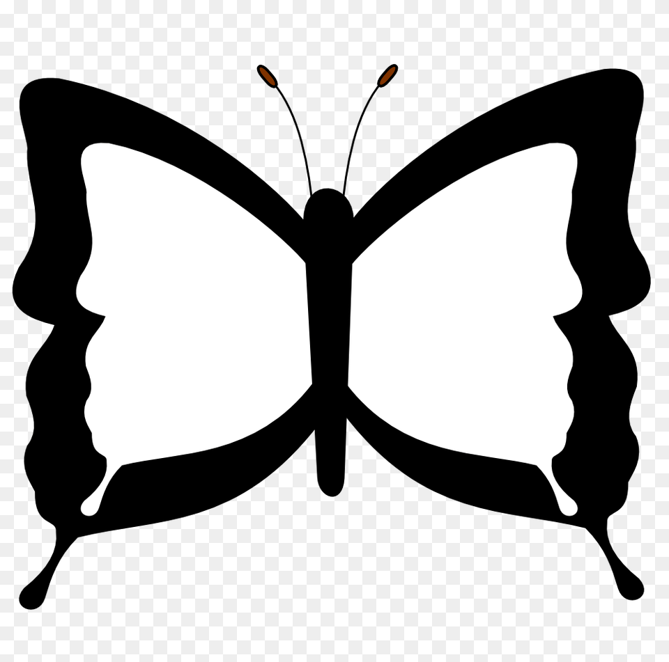 Butterfly And Flower Clip Art Black And White, Stencil, Bow, Weapon Free Transparent Png
