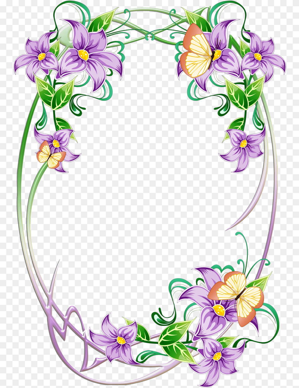 Butterfly And Flowers Border Themes, Art, Floral Design, Graphics, Pattern Png Image