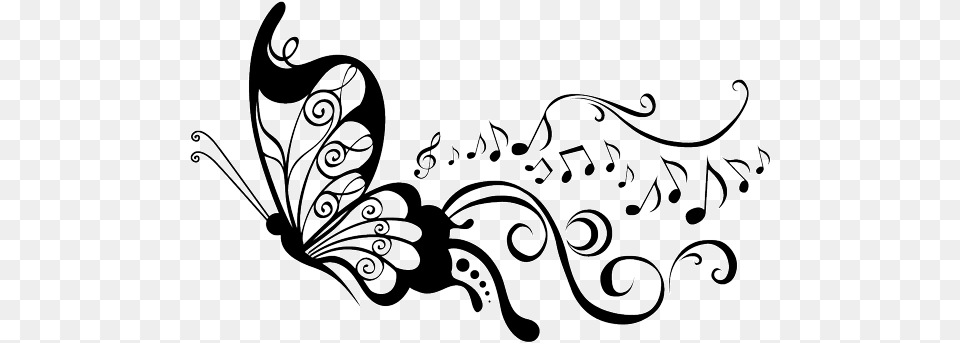 Butterfly And Music Note Tattoo, Art, Floral Design, Graphics, Pattern Png