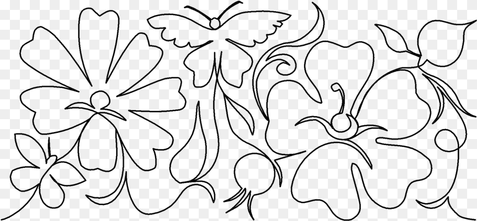 Butterfly And Rose Line Art, Gray Free Transparent Png