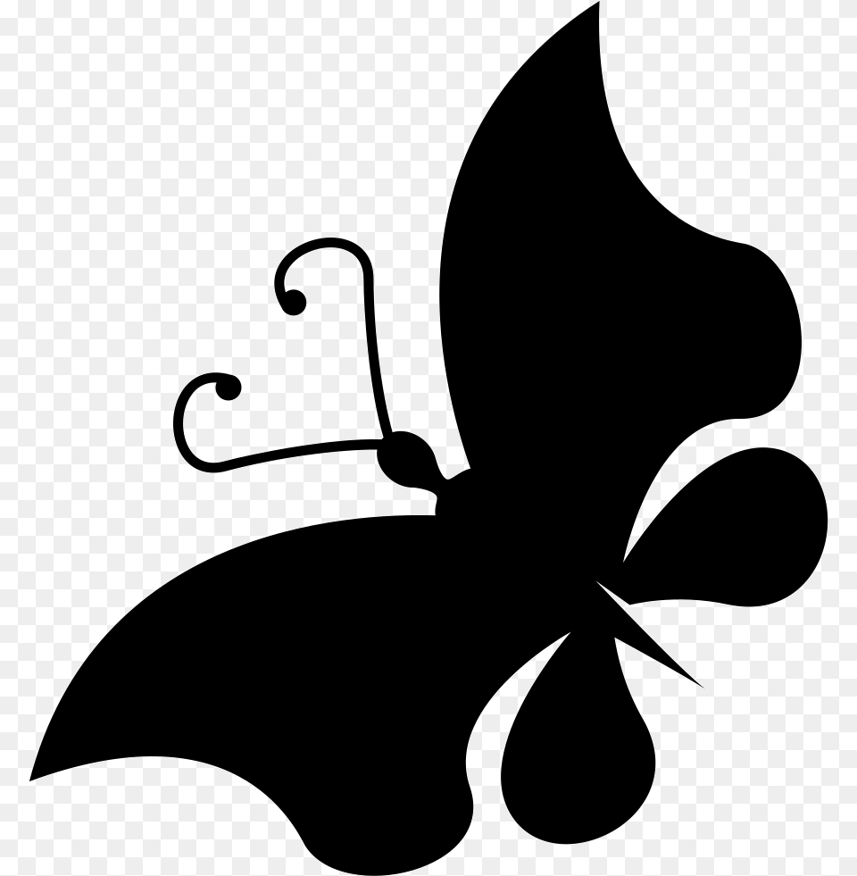 Butterfly Beautiful Shape Rotated To Left Illustration, Silhouette, Stencil Free Png