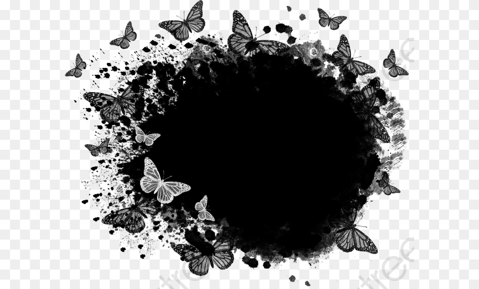 Butterfly Black And White Clipart Border, Gray Free Png Download