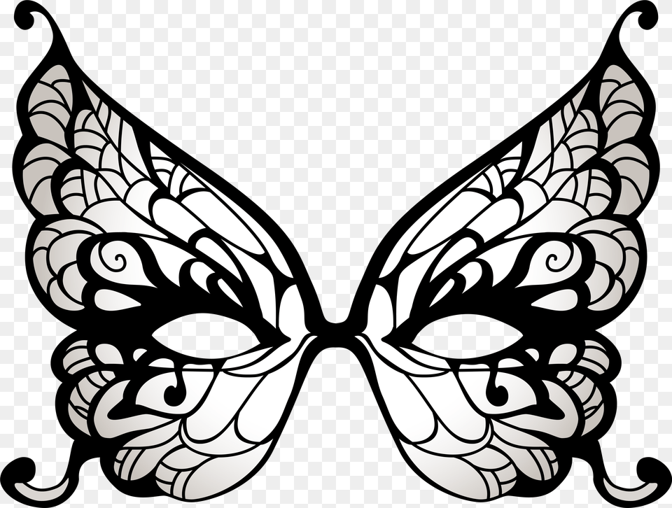 Butterfly Black And White Clipart Background Butterfly Masquerade Mask Template, Stencil Free Transparent Png