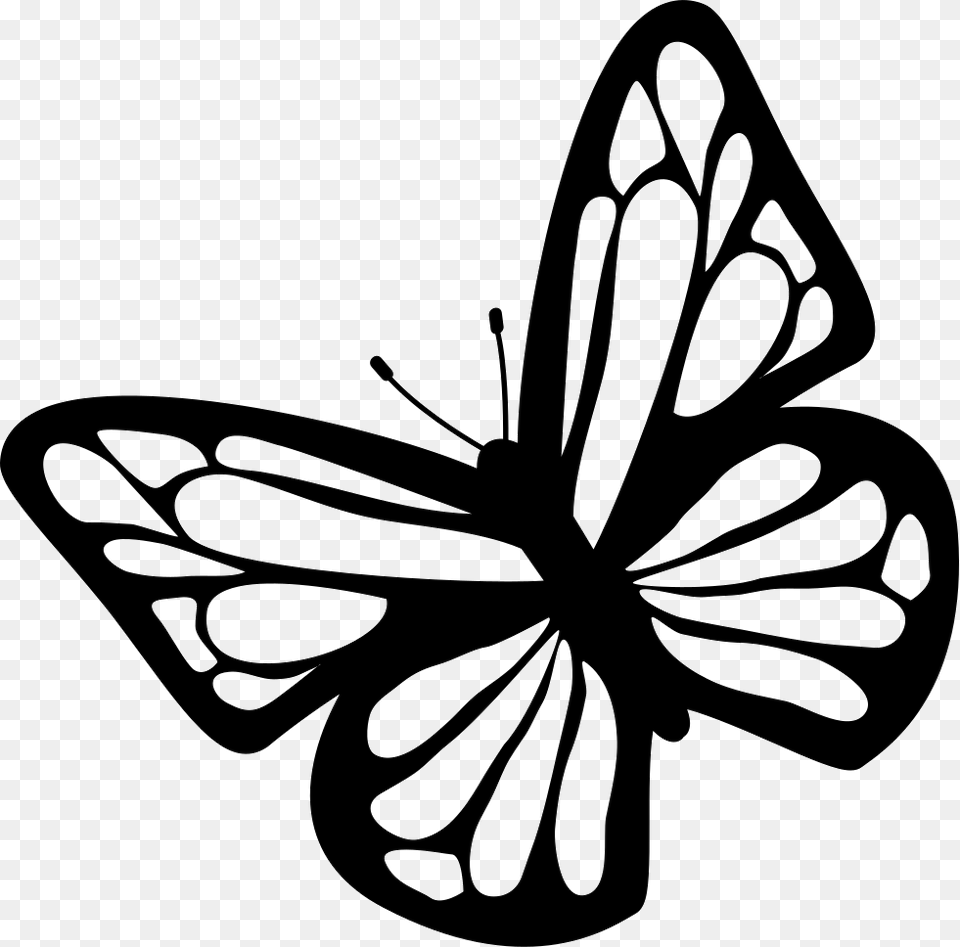 Butterfly Black Black And White Butterfly Scrolls Clip Art, Stencil, Flower, Plant, Silhouette Free Transparent Png