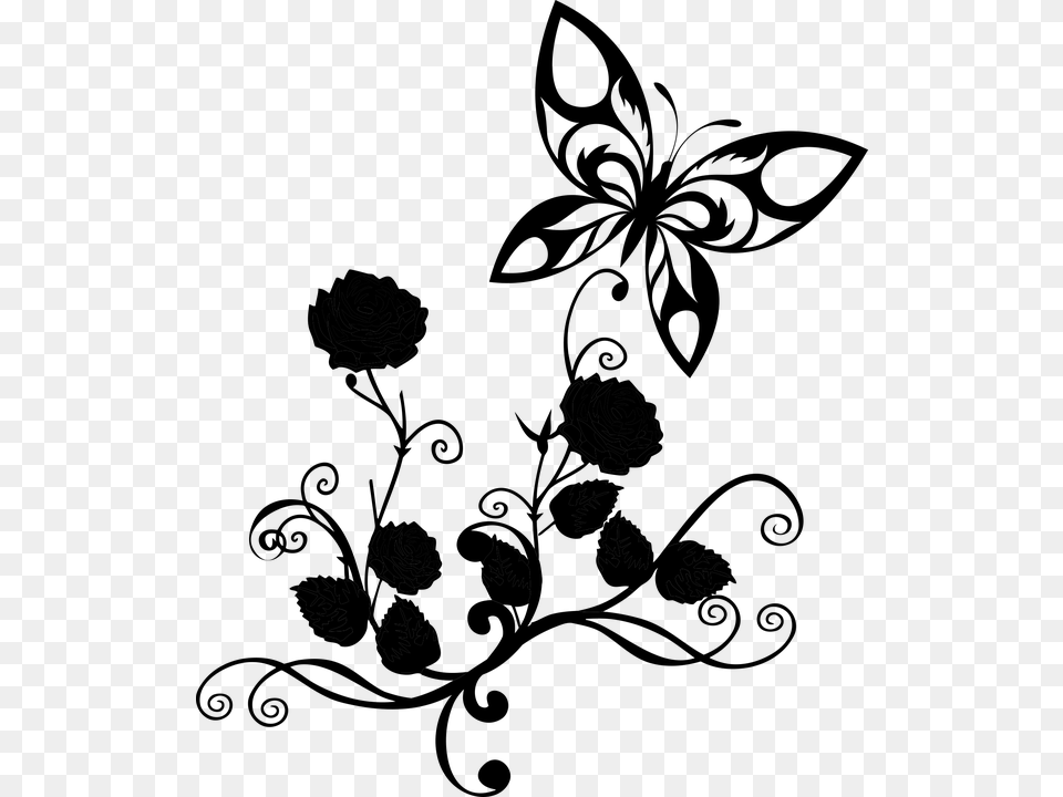 Butterfly Black N White, Gray Free Png Download