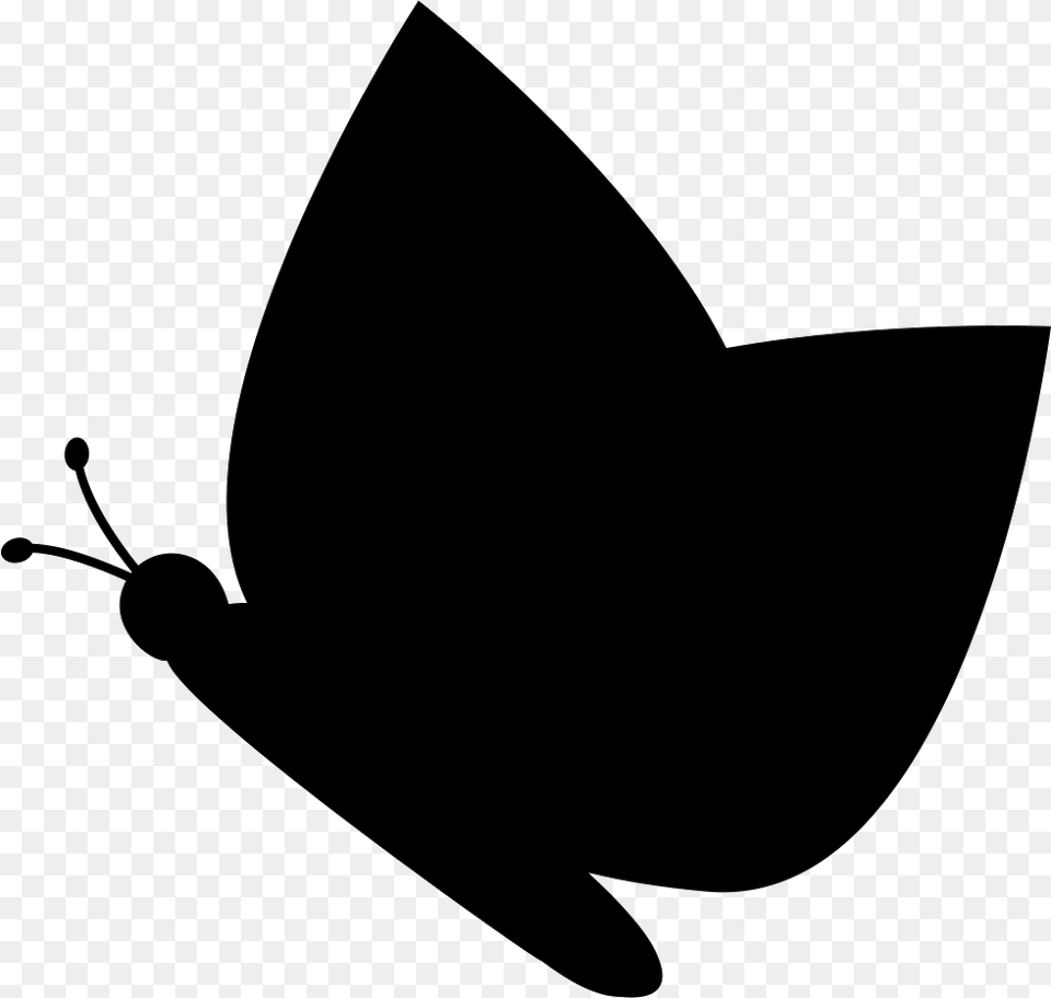 Butterfly Black Silhouette From Side View Comments Butterfly Silhouette Side, Stencil, Clothing, Hat, Person Free Transparent Png