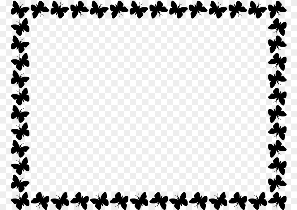 Butterfly Border Clipart Black And White Butterfly Border, Gray Free Png Download