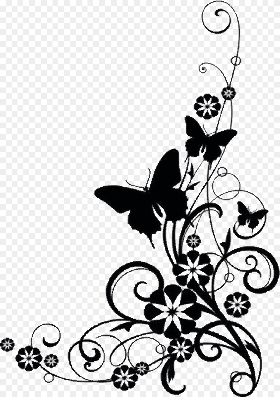 Butterfly Border Design Black And White, Art, Floral Design, Graphics, Pattern Free Png