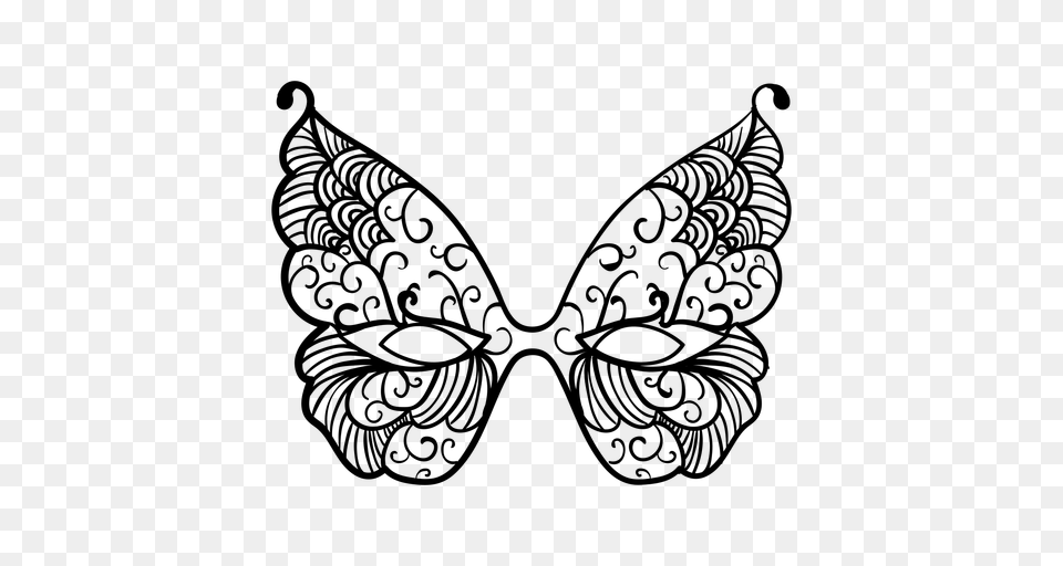 Butterfly Carnival Mask Flat Icon, Gray Png